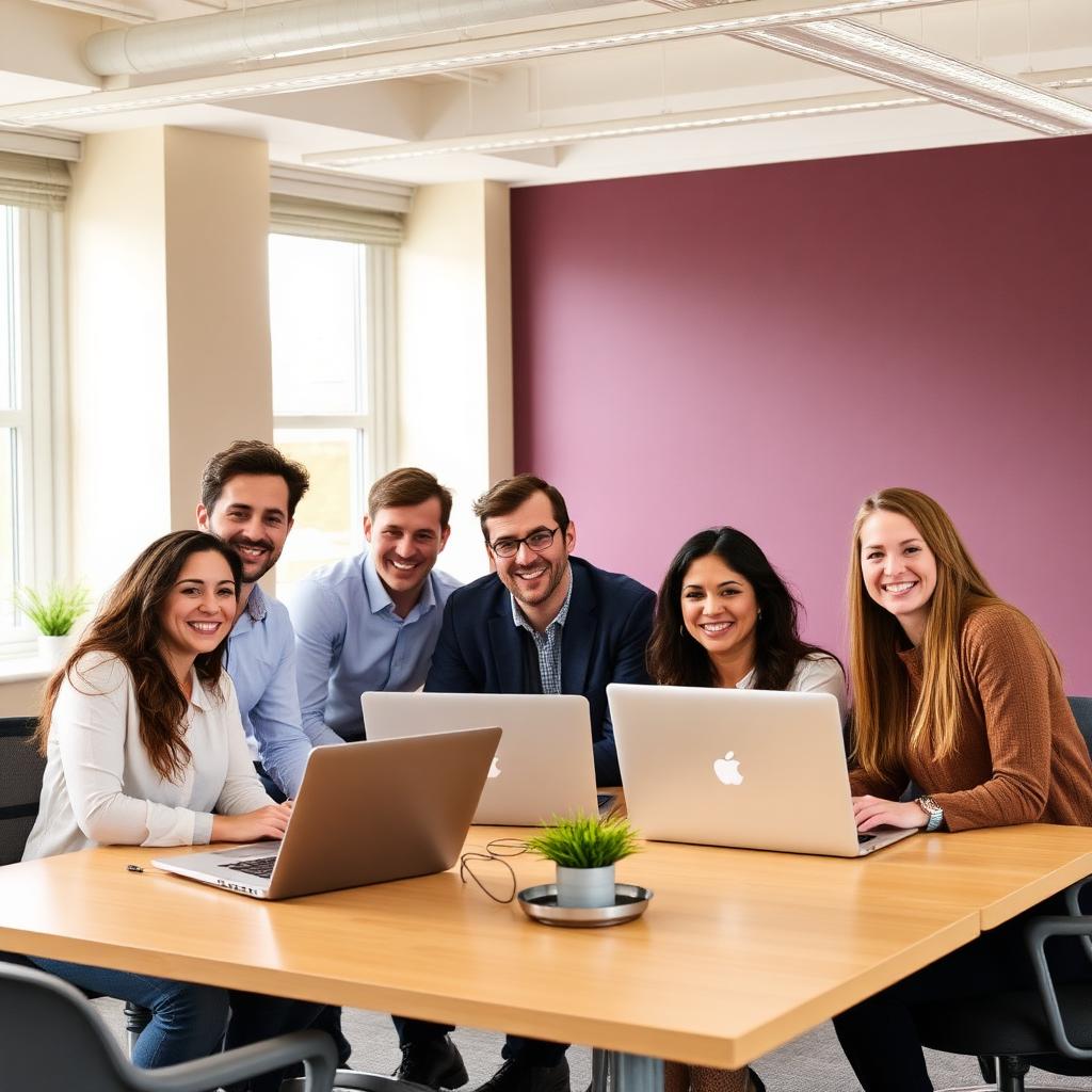 The Gaffbee team collaborating in a bright London workspace