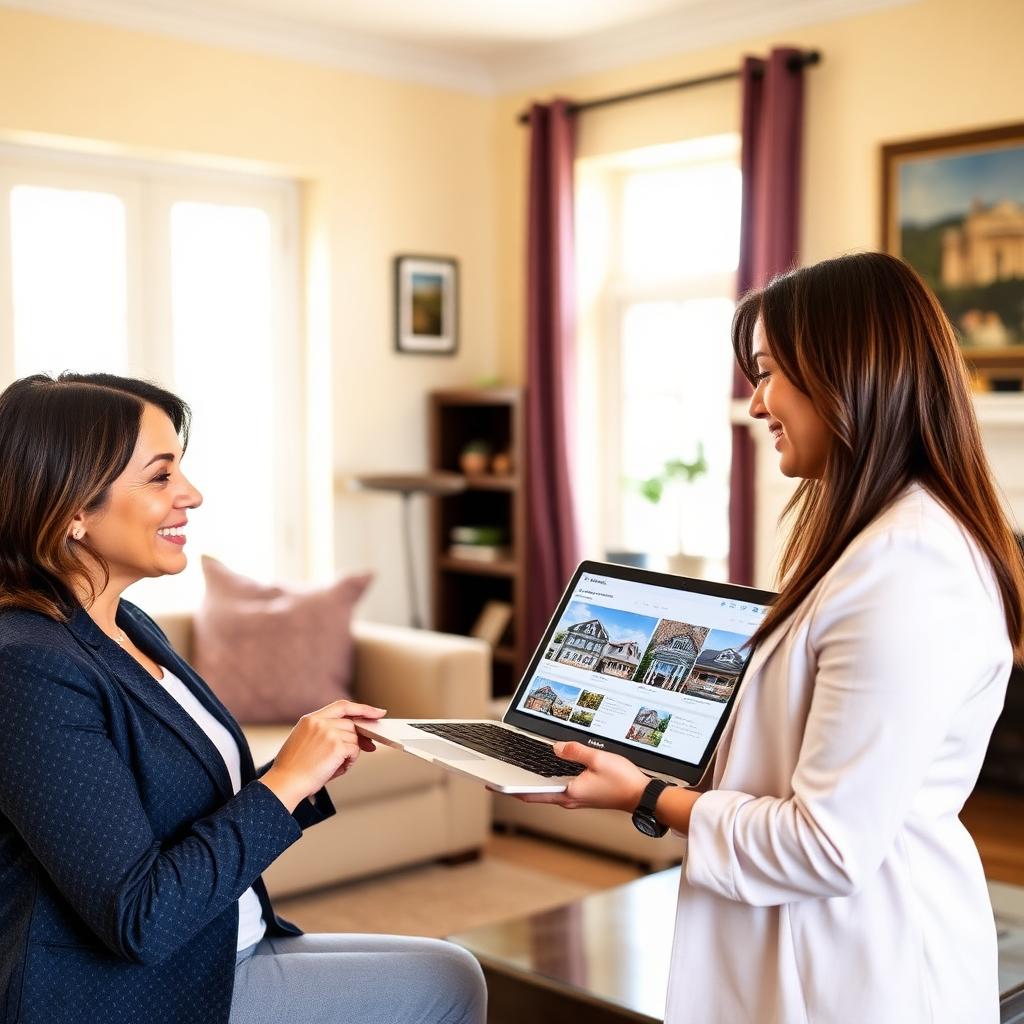 Agent walking a homeowner through Gaffbee listings