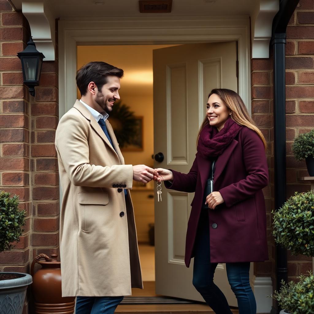 Agent handing keys to happy new owners